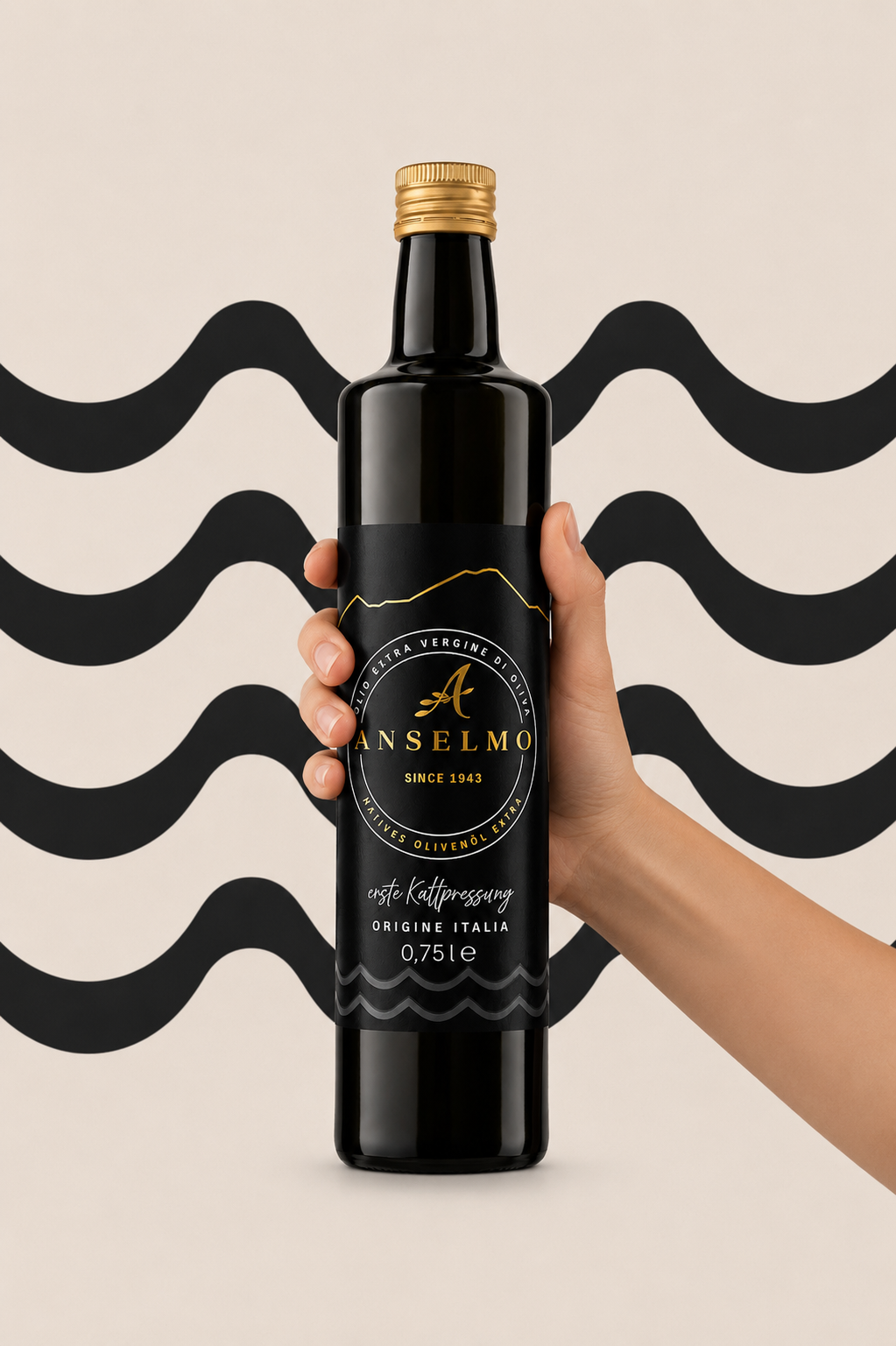 Anselmo 1943 – Cuvée Natives Olivenöl Extra, 0,75 L, erste Kaltpressung aus Italien